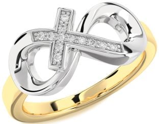 Diamond Platinum & Yellow Gold Infinity Cross Ring