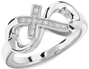 Diamond Platinum Infinity Cross Ring
