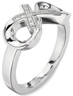 Diamond Platinum Infinity Cross Ring
