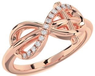 Diamond Rose Gold Infinity Cross Ring