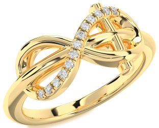 Diamond Gold Infinity Cross Ring