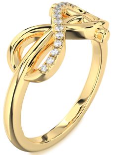 Diamond Gold Infinity Cross Ring