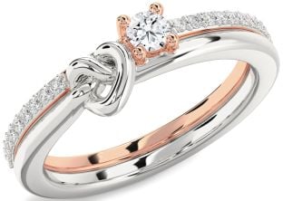 Diamond Platinum & Rose Gold Heart Knot Promise Ring