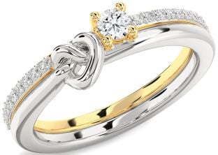 Diamond Platinum & Yellow Gold Heart Knot Promise Ring