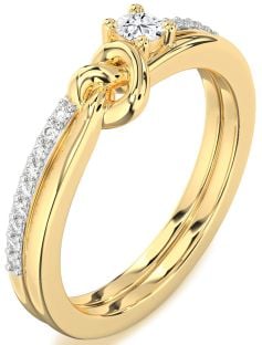 Diamond Gold Heart Knot Promise Ring