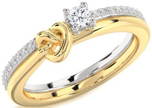 Diamond Platinum & Yellow Gold Heart Knot Promise Ring