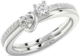 Diamond Platinum Heart Knot Promise Ring