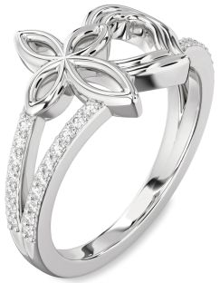 Diamond Platinum Heart Cross Ring