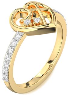 Diamond Gold Heart Cross Ring