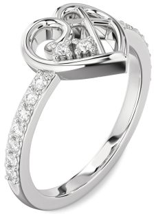 Diamond Platinum Heart Cross Ring