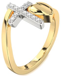 Diamond Platinum & Yellow Gold Heart Cross Ring