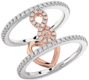 Diamond Platinum & Rose Gold Heart Infinity Ring