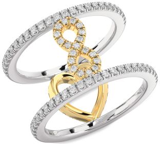 Diamond Platinum & Yellow Gold Heart Infinity Ring