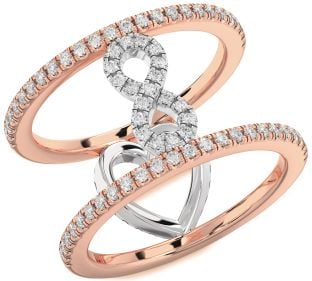 Diamond Platinum & Rose Gold Heart Infinity Ring