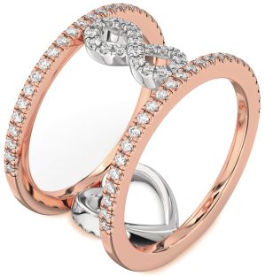 Diamond Platinum & Rose Gold Heart Infinity Ring