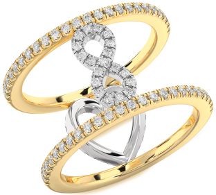 Diamond Platinum & Yellow Gold Heart Infinity Ring