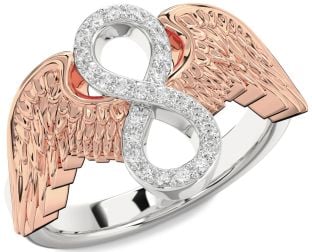 Diamond Platinum & Rose Gold Infinity Wings Ring