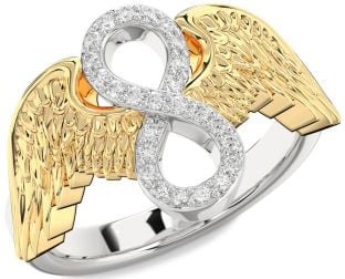 Diamond Platinum & Yellow Gold Infinity Wings Ring