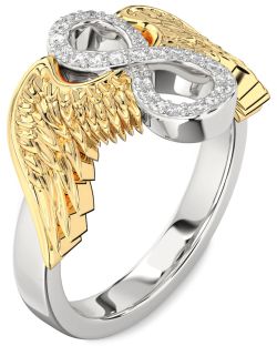 Diamond Platinum & Yellow Gold Infinity Wings Ring