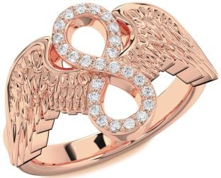 Diamond Rose Gold Infinity Wings Ring
