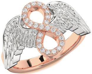 Diamond Platinum & Rose Gold Infinity Wings Ring
