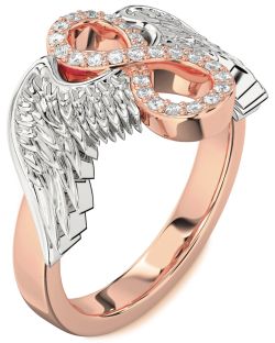 Diamond Platinum & Rose Gold Infinity Wings Ring