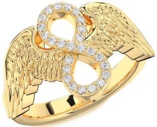 Diamond Gold Infinity Wings Ring