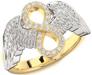 Diamond Platinum & Yellow Gold Infinity Wings Ring