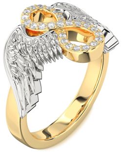 Diamond Platinum & Yellow Gold Infinity Wings Ring