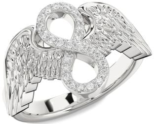 Diamond Platinum Infinity Wings Ring