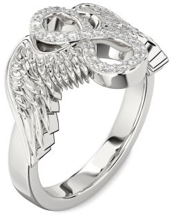 Diamond Platinum Infinity Wings Ring