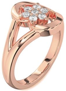 Diamond Rose Gold Heart Flower Promise Ring