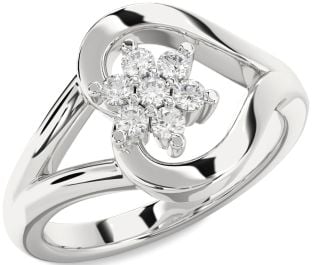 Diamond Platinum Heart Flower Promise Ring