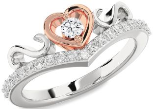 Diamond Platinum & Rose Gold Heart Infinity Pave Promise Ring
