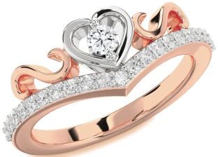 Diamond Platinum & Rose Gold Heart Infinity Pave Promise Ring