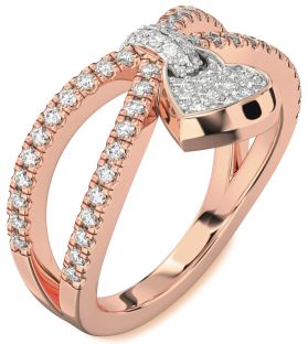 Diamond Rose Gold Heart Lock Ring
