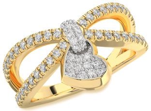 Diamond Gold Heart Lock Ring