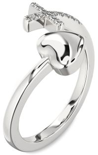 Diamond Platinum Heart Cross Ring