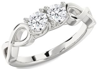 Diamond Platinum Infinity Round Two Stone Ring