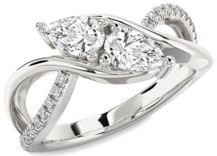 Diamond White Gold Pear Two Stone Ring