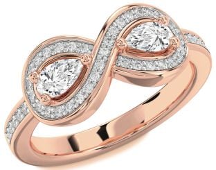 Diamond Rose Gold Infinity Pear Two Stone Ring