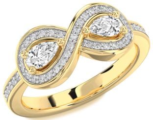 Diamond Gold Infinity Pear Two Stone Ring