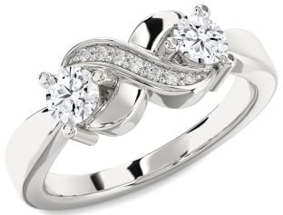 Diamond Platinum Infinity Round Two Stone Ring