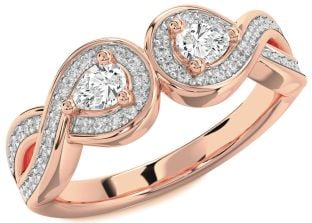 Diamond Rose Gold Infinity Pear Two Stone Ring