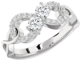 Diamond Platinum Infinity Round Two Stone Ring