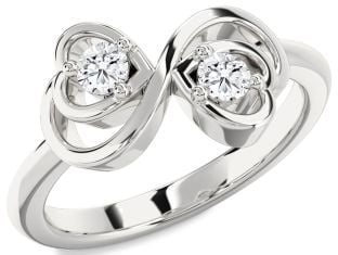 Diamond Platinum Infinity Heart Two Stone Ring
