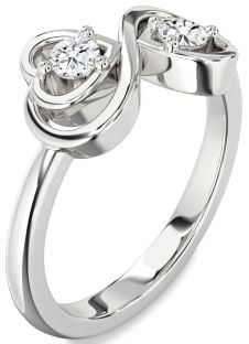 Diamond Platinum Infinity Heart Two Stone Ring