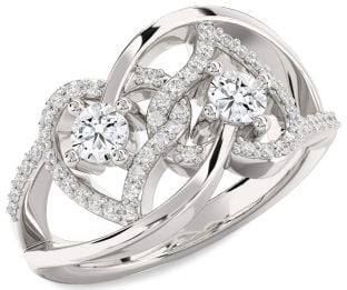 Diamond Platinum Heart Two Stone Ring
