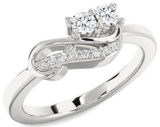 Diamond Platinum Infinity Round Two Stone Ring