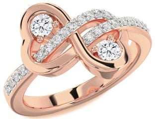 Diamond Rose Gold Infinity Heart Two Stone Ring